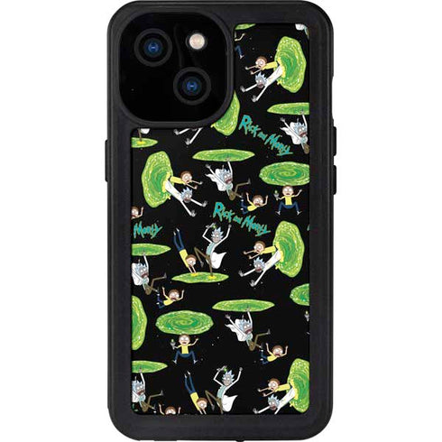 Adult Swim Rick and Morty Portal Pattern iPhone 15 Waterproof Case